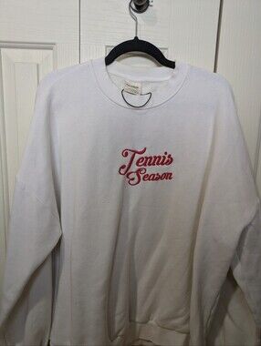 Pull&Bear White Ribbed Crewneck Sweatshirt with Black Neck Cord